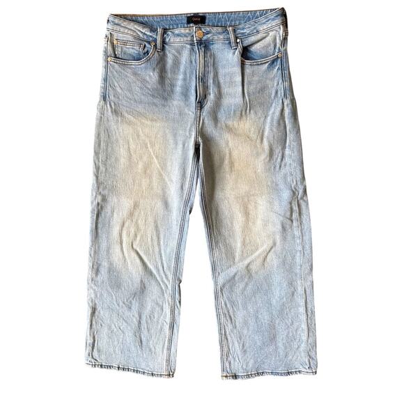 Quince Cropped Wide-Leg Denim Jeans in Light Blue Size 32 - Picture 1 of 7